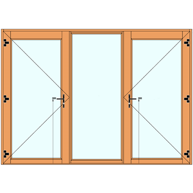 Extrem - Set of 2 Single Outswing Doors and Central Fixed Pane