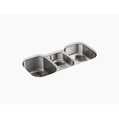 undertone® 41-5/8" x 20-1/8" x 9-1/2" under-mount triple-bowl kitchen sink