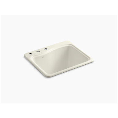 river falls™ 25" x 22' x 14-15/16" top-mount utility sink with 3 faucet holes on deck on left side