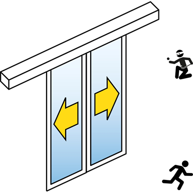 Automatic Sliding Door (Burglar-Resistant RC2/RC3) - Bi-parting - No side panels - On wall - SL/PSXP-RC