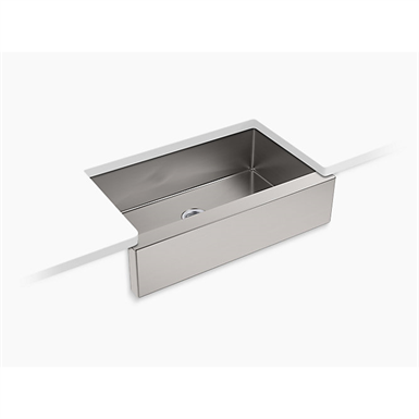 strive® self-trimming® 35-1/2" x 21-1/4" x 9-5/16" under-mount large single-bowl kitchen sink with tall apron