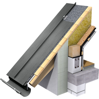 angled standing seam roof (530 mm, prepatina graphite-grey)