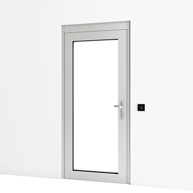 entrance door w/ panic lock and wall reader