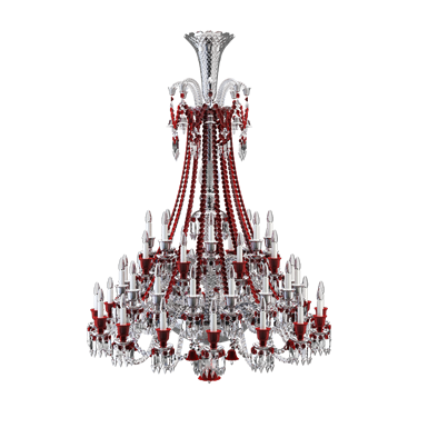 Zenith Clear and Red Chandelier 48L