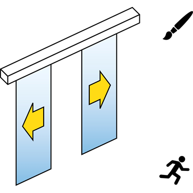 automatische schuifdeur (glas) - dubbele schuifdeuren - geen zijpanelen - aan de muur - sl / psf