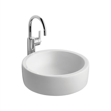 white vessel washbasin, 40cm diameter, no taphole