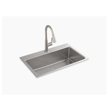 prologue™ 33" x 22" x 9" top-mount/undermount single-bowl kitchen sink kit