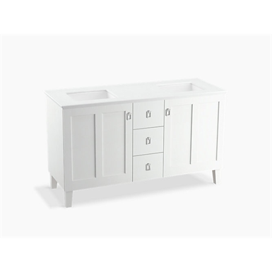 poplin® 60" bathroom vanity cabinet with legs, 2 doors and 3 drawers
