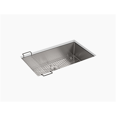 strive® 32" x 18-5/16" x 9-5/16" under-mount single bowl kitchen sink with accessories