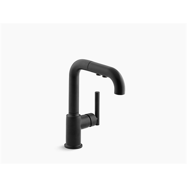 K-7506 Purist® single-hole kitchen sink faucet with 7" pull-out spout