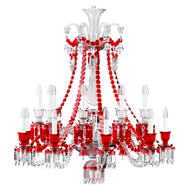 Zénith Clear and Red Chandelier 18L