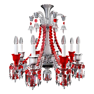 zénith clear and red chandelier 08l
