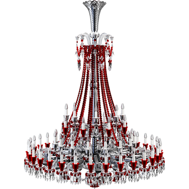 Zenith Clear and Red Chandelier 64L