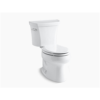 k-3998-u-0 wellworth® two-piece elongated 1.28 gpf toilet with class five® flush technology, left-hand trip lever and insuliner® tank liner