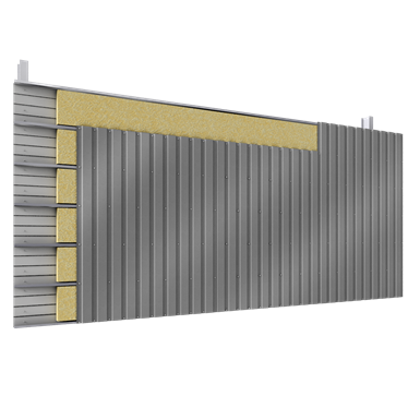 doppelte aussenfassade aus stahl verlegung v vollständige platten ohne abstandhalter mit 2 dämmflächen
