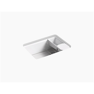 riverby® 27" x 22" x 9-5/8" under-mount single-bowl kitchen sink with accessories and 5 oversized faucet holes