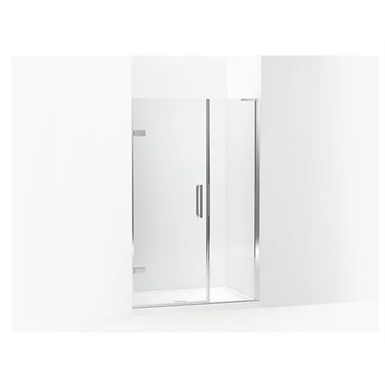 K-27606-10L Composed® Frameless pivot shower door, 71-3/4" H x 46 - 46-3/4" W, with 3/8" thick Crystal Clear glass