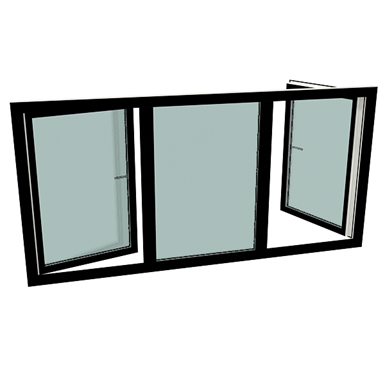 fenêtre s 9000 en trois parties avec fenêtres oscillo-battante à droite et à gauche