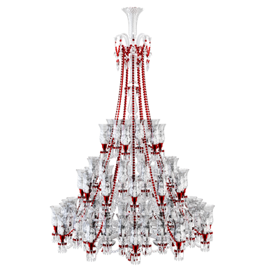 zenith clear and red chandelier 84l