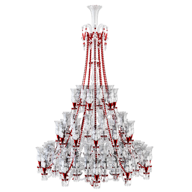Zenith Clear and Red Chandelier 84L