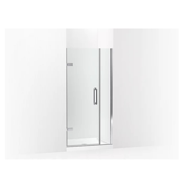 components™ frameless pivot shower door, 71-9/16" h x 33-5/8 - 34-3/8" w, with 3/8" thick crystal clear glass