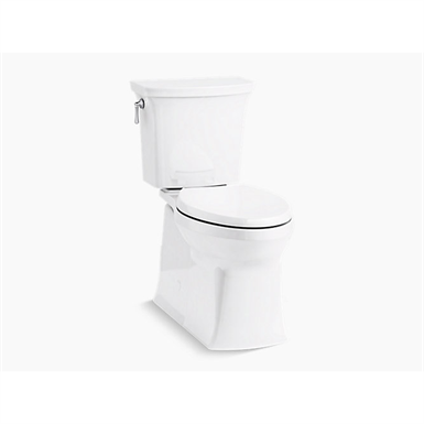 Corbelle® Comfort Height® two-piece elongated 1.28 gpf toilet with skirted trapway and Revolution 360™ swirl flushing technology and left-hand trip lever, seat not included