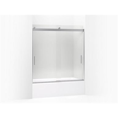 k-706003-l levity® sliding bath door, 62" h x 56-5/8 - 59-5/8" w, with 3/8" thick crystal clear glass