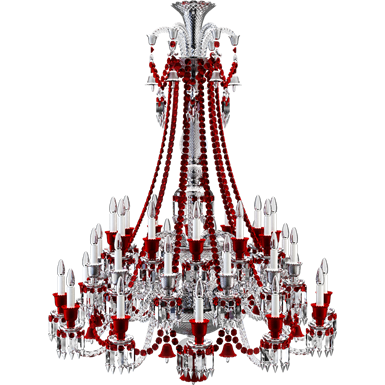 zenith clear and red chandelier 36l