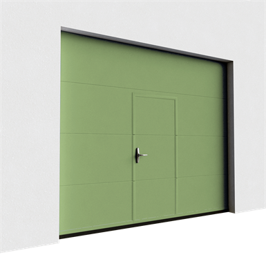 garage door - veined wood plain with wicket door - normal lift