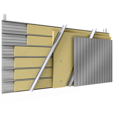 doppelte aussenfassade aus stahl verlegung v vollständige platten, abstandhalter verbunden mit dämmung