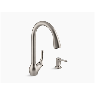 K-R78035-SD Barossa® Touchless pull-down kitchen faucet with soap/lotion dispenser