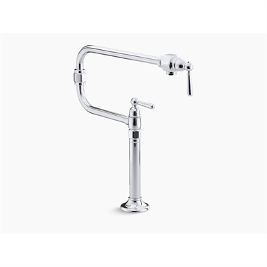 hirise™ single-hole deck-mount pot filler kitchen sink faucet with 22" extended spout and lever handle