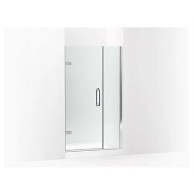 K-27601-10L Components™ Frameless pivot shower door, 71-9/16" H x 39-5/8 - 40-3/8" W, with 3/8" thick Crystal Clear glass