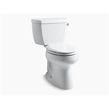highline® classic 1.0 gpf comfort height® two-piece elongated toilet with class five® flush technology, right-hand trip lever and tank cover locks, seat not included