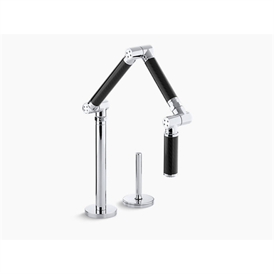karbon® articulating two-hole deck-mount kitchen sink faucet with 13" spout with black tube
