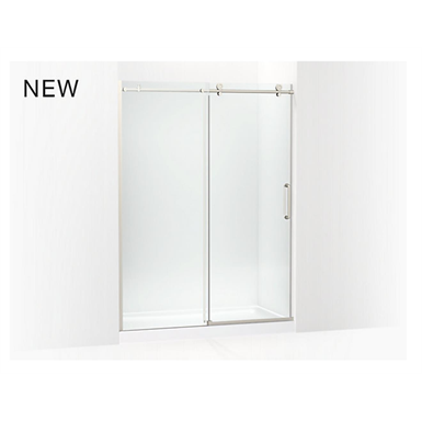 K-707624-8L Cursiva™ Sliding shower door, 78" H x 56-1/8 - 59-7/8" W, with 5/16" thick Crystal Clear glass