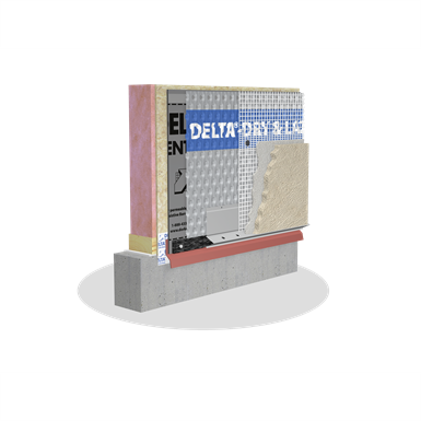 DELTA®-DRY & LATH Ventilated rainscreen with pre-installed glass lath for Absorptive Claddings