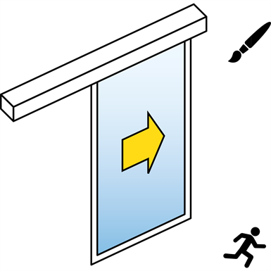Automatic Sliding Door (slim frame) - Single - No side panels -On wall - SL/PSA