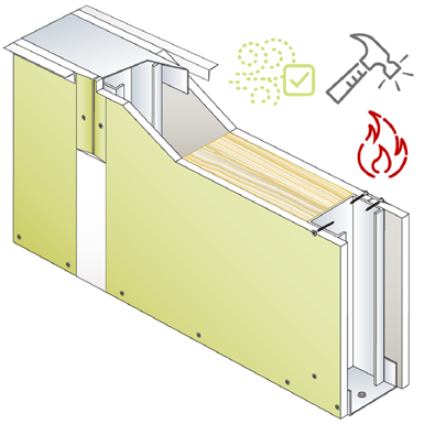 Drywall PREGYMETAL 98mm S - Anti-VOC & Robust - EI60 - 37dB - SINIAT