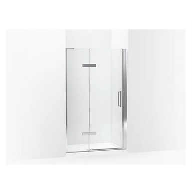K-27602-10L Composed® Frameless pivot shower door, 73" H x 45 - 46-3/8" W, with 3/8" thick Crystal Clear glass