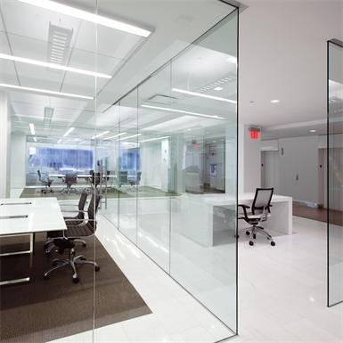 Interior Glass Walls PURE® Series - Enclosed Pivot - BTS Closer_r14