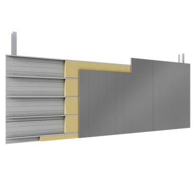 double skin with steel alu siddings vertical position trays insulation